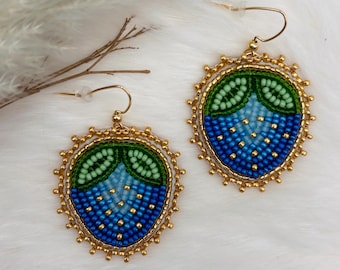 Métis/Indigenous Made Beaded Earrings/Authentic/Handmade/Small Strawberry/Gift