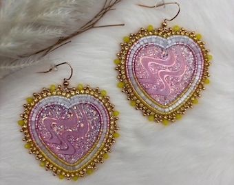 Métis/Indigenous Made Beaded Earrings/Authentic/Handmade/Sparkly/Heart/Gift