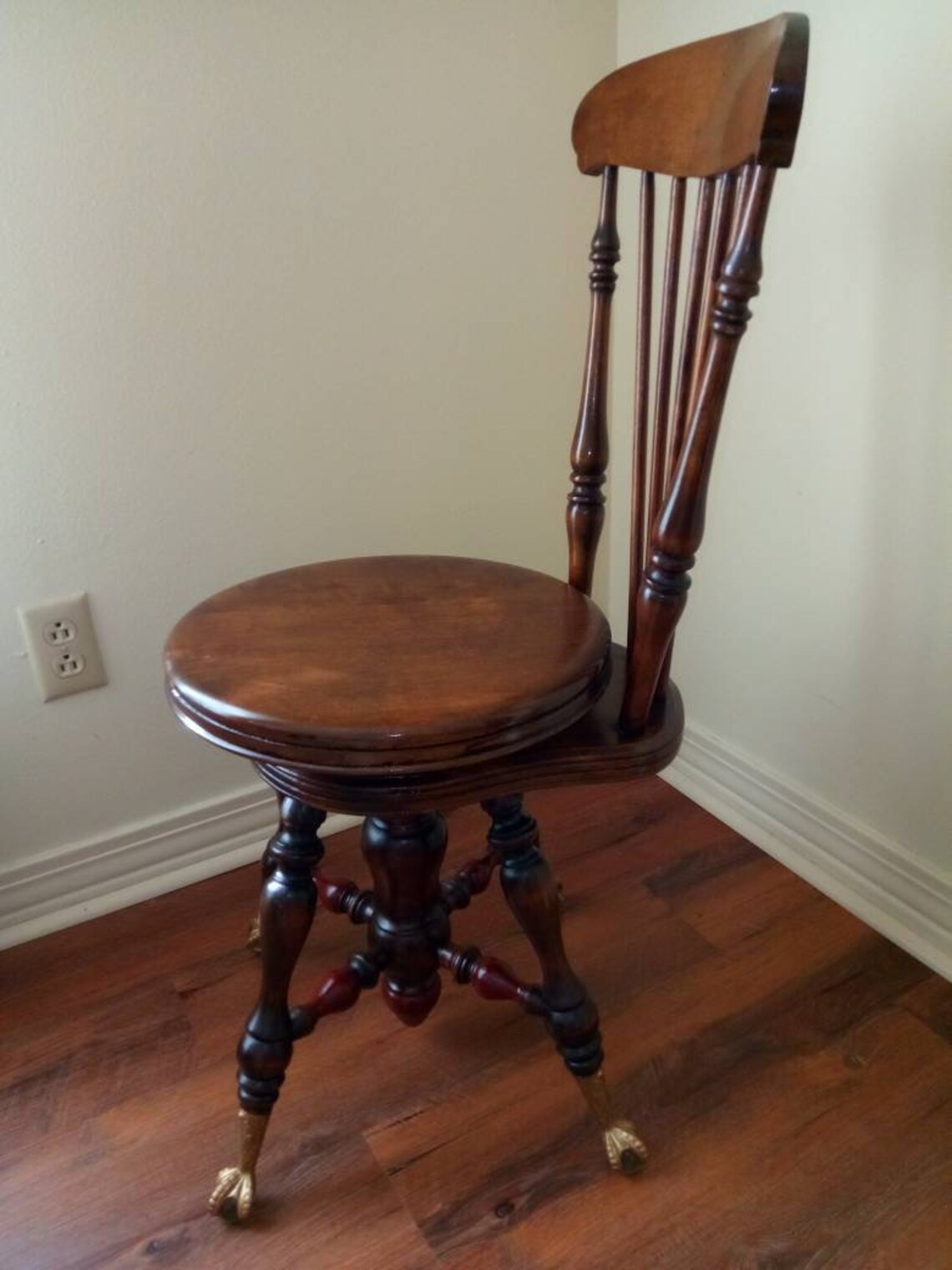 Antique Victorian 1800's Era High Back Swivel Piano Chair Etsy