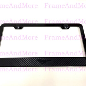 1 x Pony Horse Running Horse Carbon Fiber Box Style Stainless Black Metal License Plate Frame Holder For Mustang /Mach-e