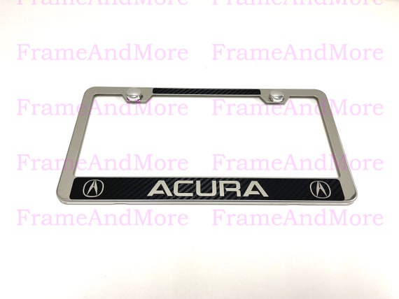 1 Pc Acura Carbon Fiber Box Style Stainless Steel Chrome Metal