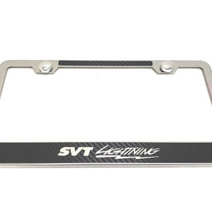 1 pc SVT LIGHTNING Carbon Fiber Box Style Stainless Steel Chrome Metal License Plate Frame Holder Tag For F150