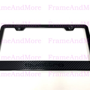 1 x Quattro Carbon Fiber Box Style Stainless Black Metal License Plate Frame Holder Black Trim