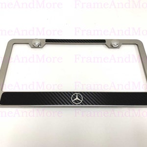 1 pc MERCEDES BENZ LOGO Carbon Fiber Box Style Stainless Steel Chrome Metal License Plate Frame Holder Tag