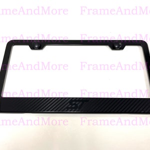 1 x ST Carbon Fiber Box Style Stainless Black Metal License Plate Frame Holder For Explorer Edge Focus Fiesta