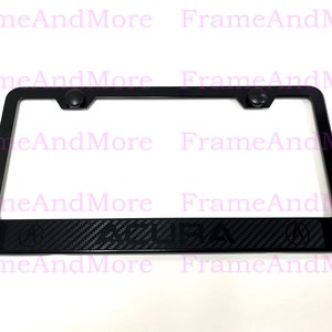 1 x Acura Carbon Fiber Box Style Stainless Black Metal License Plate Frame Holder