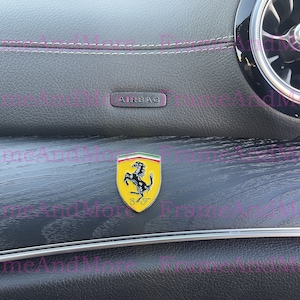 1 x 3D Scuderia Ferrari Shield Logo Metal Made Dashboard, Center Console Emblem Badge Interior Exterior