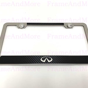1 pc INFINITI LOGO Carbon Fiber Box Style Stainless Steel Chrome Metal License Plate Frame Holder