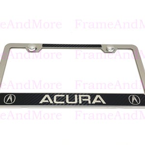1 soporte para matrícula Acura estilo caja de fibra de carbono, de acero inoxidable cromado. imagen 1