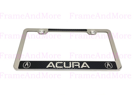 1 pc Acura Carbon Fiber Box Style Stainless Steel Chrome Metal License Plate Frame Holder