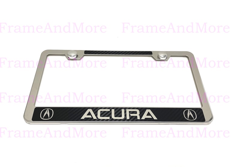 1 soporte para matrícula Acura estilo caja de fibra de carbono, de acero inoxidable cromado. imagen 1