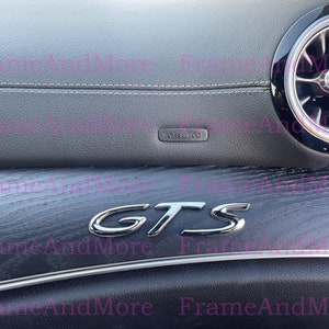 1 x 3D Raised GTS (chrome) Metal Made Dashboard, Center Console Emblem Badge Interior Exterior Logo For 911 Cayenne Macan Panamera Taycan