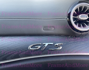1 x 3D Raised GTS (chrome) Metal Made Dashboard, Center Console Emblem Badge Interior Exterior Logo For 911 Cayenne Macan Panamera Taycan