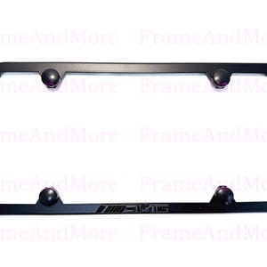 1pc 3D (black) ////AMG Emblem Badge Slim Style Black Stainless Steel Metal License Plate Frame Holder For all 50 States