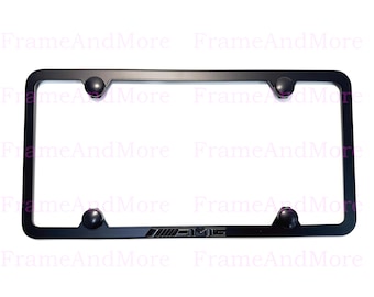 1pc 3D (black) ////AMG Emblem Badge Slim Style Black Stainless Steel Metal License Plate Frame Holder For all 50 States