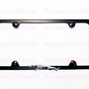 1pc 3D JaguarLeaper Emblem Badge Slim Style Black Stainless Steel Metal License Plate Frame Holder For all 50 States
