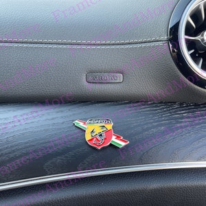 1 x 3d raised Abarth Logo Metal Made Dashboard, Center Console Emblem Badge Interior Exterior Logo For Fiat