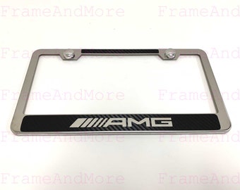 AMG STAINLESS STEEL Chrome Metal License Plate Frame w//Screw caps 03-08