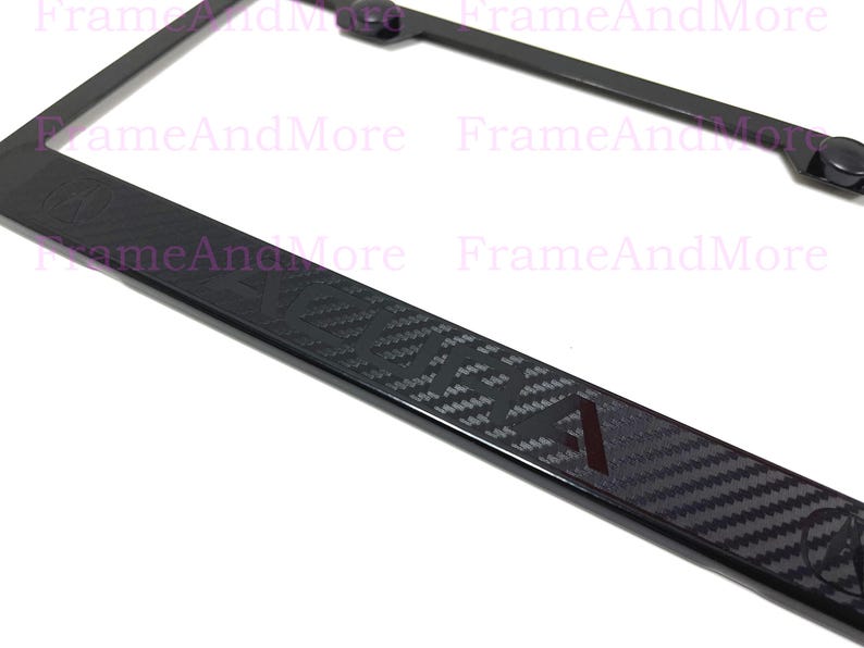1 x Acura Carbon Fiber Box Style Stainless Black Metal License Plate Frame Holder image 2