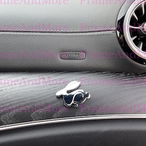 1 x 3D Raised Rabbit Chrome Metal Made Dashboard, Center Console Emblem Badge Interior Exterior Logo Golf GTi