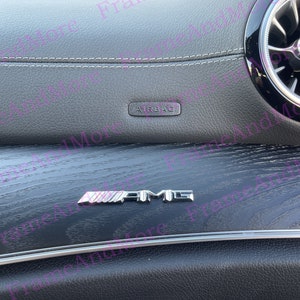 1 x 3D raised ////AMG Chrome Silver Metal Made Dashboard, Center Console Emblem Badge Interior Exterior Logo (M)
