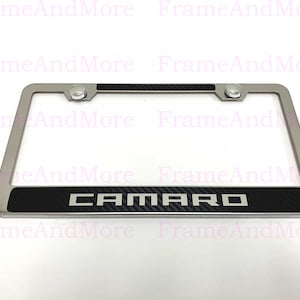 1 pc CAMARO Carbon Fiber Box Style Stainless Steel Chrome Metal License Plate Frame Holder Tag