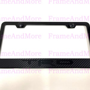 1 x TRD Carbon Fiber Box Style Stainless Black Metal License Plate Frame Holder Black Trim