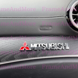 1 x 3D Raised Mitsubishi Chrome Metal Made Dashboard, Center Console Emblem Badge Interior Exterior