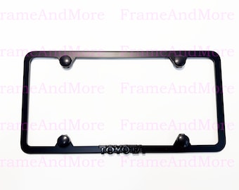 1pc 3D (black) ToyotaEmblem Badge Slim Style Black Stainless Steel Metal License Plate Frame Holder For all 50 States