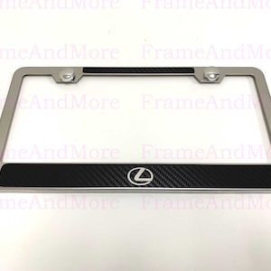 1 pc LEXUS LOGO Carbon Fiber Box Style Stainless Steel Chrome Metal License Plate Frame Holder Tag