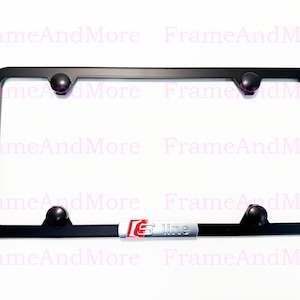 1pc 3D S Line Emblem Badge Slim Style Black Stainless Steel Metal License Plate Frame Holder For all 50 States