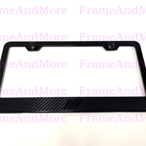 1 x /// 3-Stripes Carbon Fiber Box Style Stainless Black Metal License Plate Frame Holder For BMW bimmer
