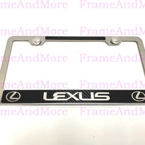 1 pc LEXUS Carbon Fiber Box Style Stainless Steel Chrome Metal License Plate Frame Holder Tag