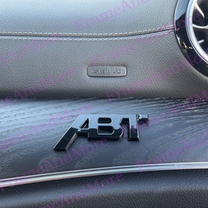 1 x 3D raised ABT (Black) Metal Made Dashboard, Center Console Emblem Badge Interior Exterior Logo ABT sportsline tuning ForAudi