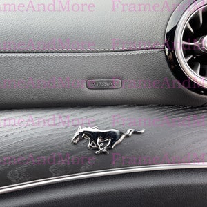 1 x 3D Raised Pony Running Horse (Chrome) Metal Made Dashboard, Center Console Emblem Badge Interior Exterior Logo For Mustang