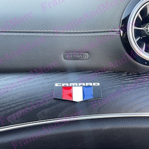 1 x 3D Raised Camaro Logo (Black) Metal Made Dashboard, Center Console Emblem Badge Interior Exterior Logo