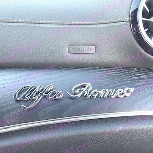 1 x 3D raised Alfa Romeo (Chrome) Metal Made Dashboard, Center Console Emblem Badge Interior Exterior Logo Giulia Stelvio 4C