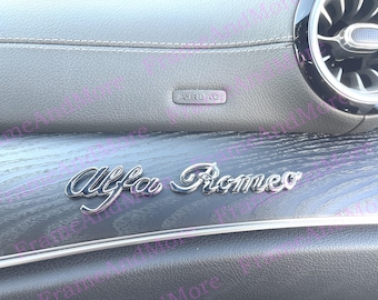 1 x 3D raised Alfa Romeo (Chrome) Metal Made Dashboard, Center Console Emblem Badge Interior Exterior Logo Giulia Stelvio 4C