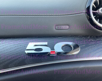 1 x 3D Raised 5.0 Chrome Metal Made Dashboard, Center Console Emblem Badge Interior Exterior Logo For Mustang