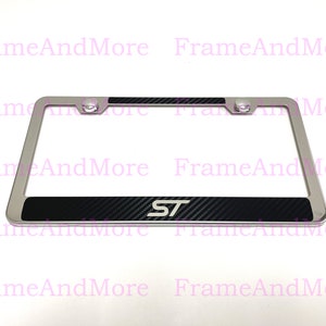 1 pc ST Carbon Fiber Box Style Stainless Steel Chrome Metal License Plate Frame Holder For Explorer Focus Edge