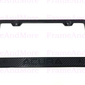 1 x Acura Carbon Fiber Box Style Stainless Black Metal License Plate Frame Holder image 1