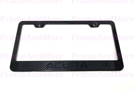 1 x Acura Carbon Fiber Box Style Stainless Black Metal License Plate Frame Holder