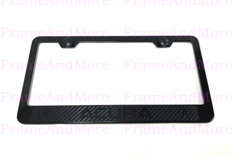 1 x Acura Carbon Fiber Box Style Stainless Black Metal License Plate Frame Holder image 1