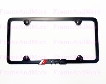 1pc 3D (black) //TRDEmblem Badge Slim Style Black Stainless Steel Metal License Plate Frame Holder For all 50 States