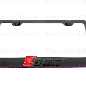 1pc (Black) SQ7 3D Emblem Black Powder Coated Stainless Steel License Plate Frame S Sport SQ7 Black Edition