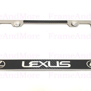 1 pc LEXUSCarbon Fiber Box Style Stainless Steel Chrome Metal License Plate Frame Holder Tag