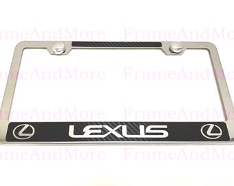 1 pc LEXUSCarbon Fiber Box Style Stainless Steel Chrome Metal License Plate Frame Holder Tag