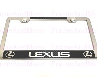 thumbnail image 2 of 2-Pack 3D Lexus License Plate Frames – Stainless Steel With Sleek Black Finish 2 of 3