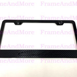 1 x CadillacScript Carbon Fiber Box Style Stainless Black Metal License Plate Frame Holder