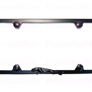 1pc 3D (black) JaguarLeaper Emblem Badge Slim Style Black Stainless Steel Metal License Plate Frame Holder For all 50 States